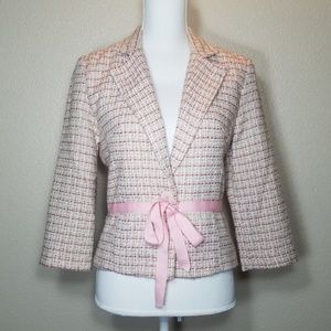 Rampage Short Blazer Jacket Tweed Pink Ribbon M